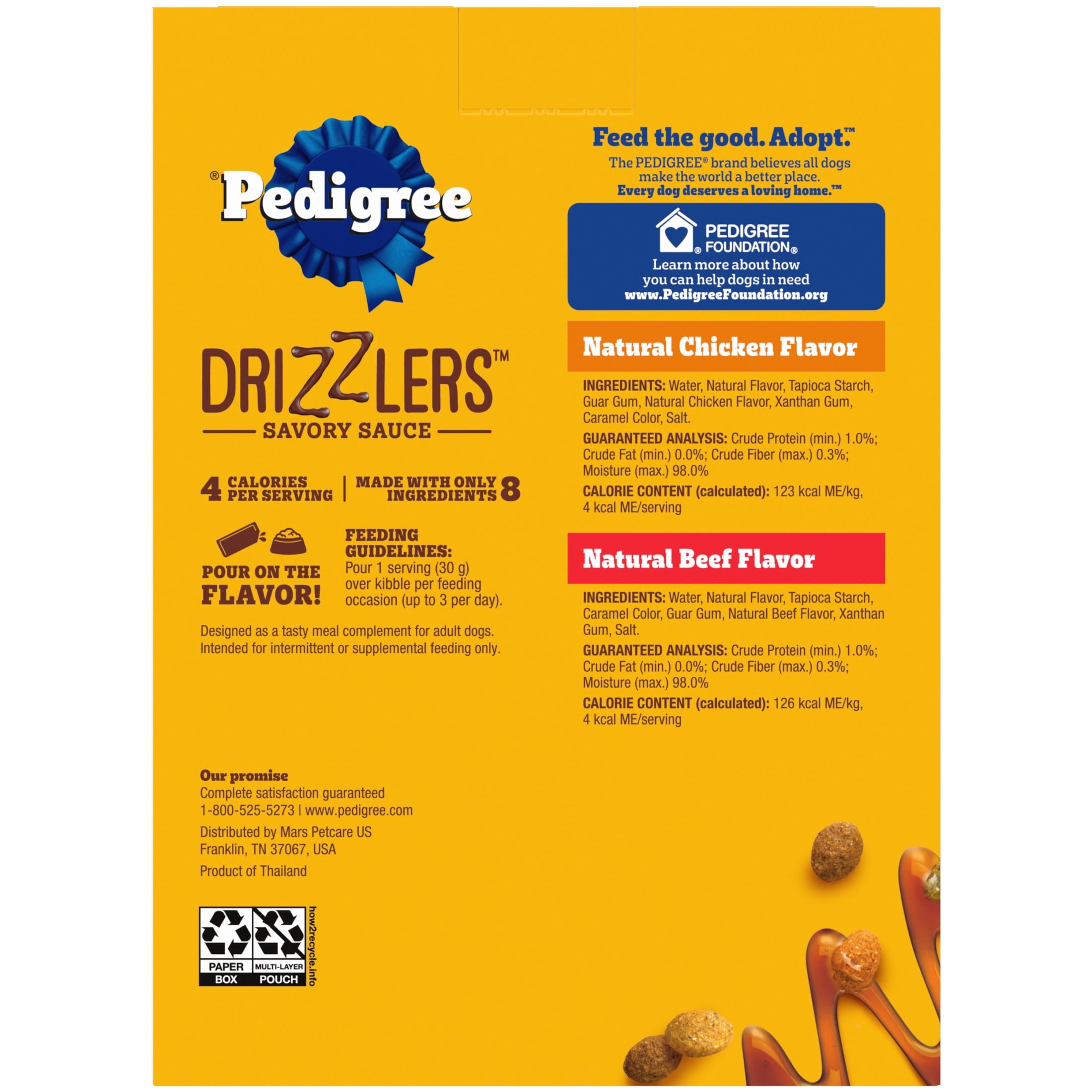 (4 pack) Pedigree Drizzlers Savory Sauce Multipack Wet Dog, 2.1 Oz Twin Pouches, 16-Pack