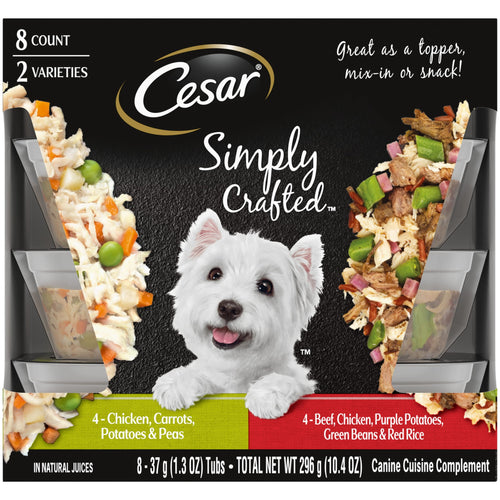 (4 pack) Cesar Simply Crafted Wet Dog Food Variety Pack, 1.3 Oz Tubs (8 Pack)