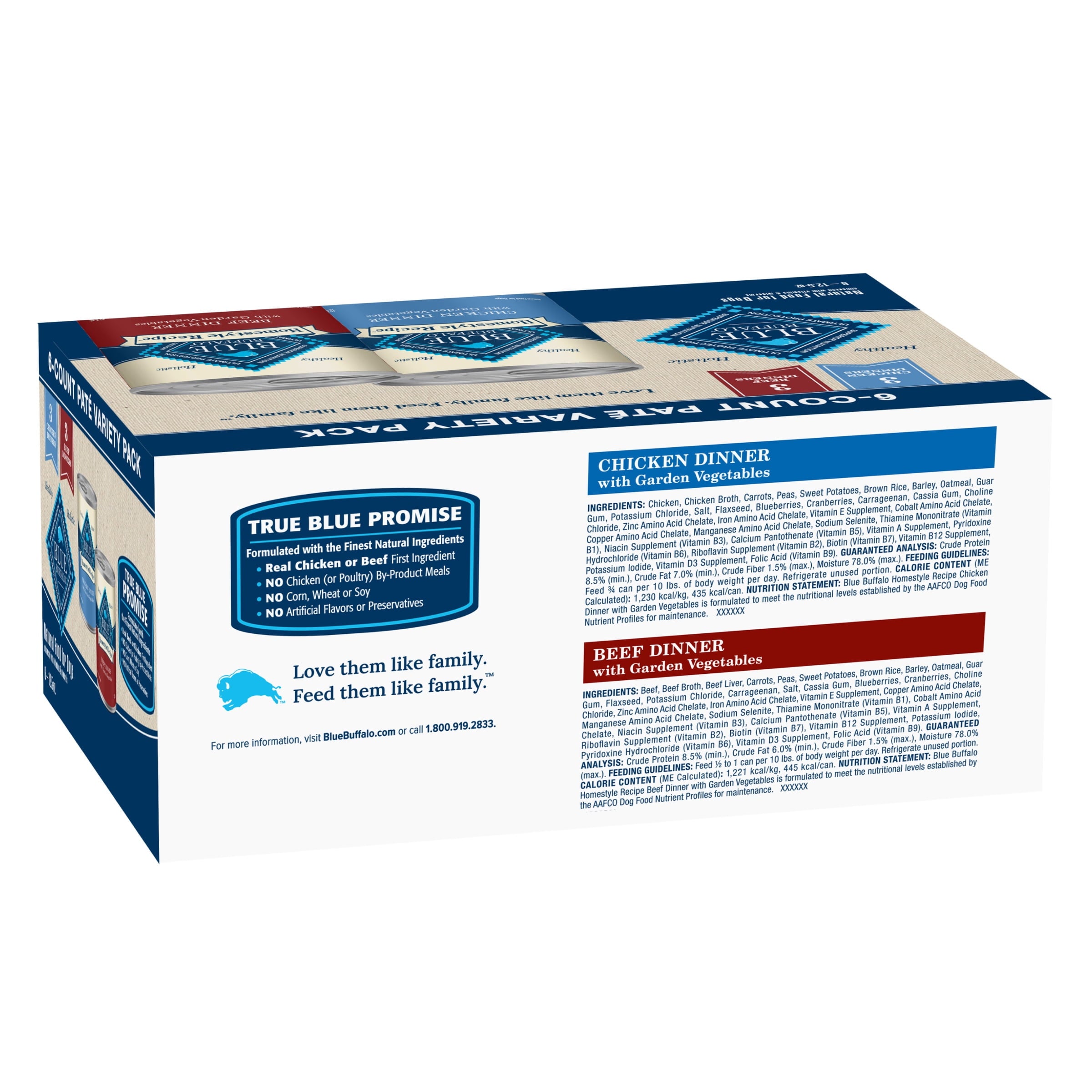 Blue Buffalo Homestyle Recipe Adult Wet Dog Food, Chicken and Beef, 12.5-oz. Can (6 Count)