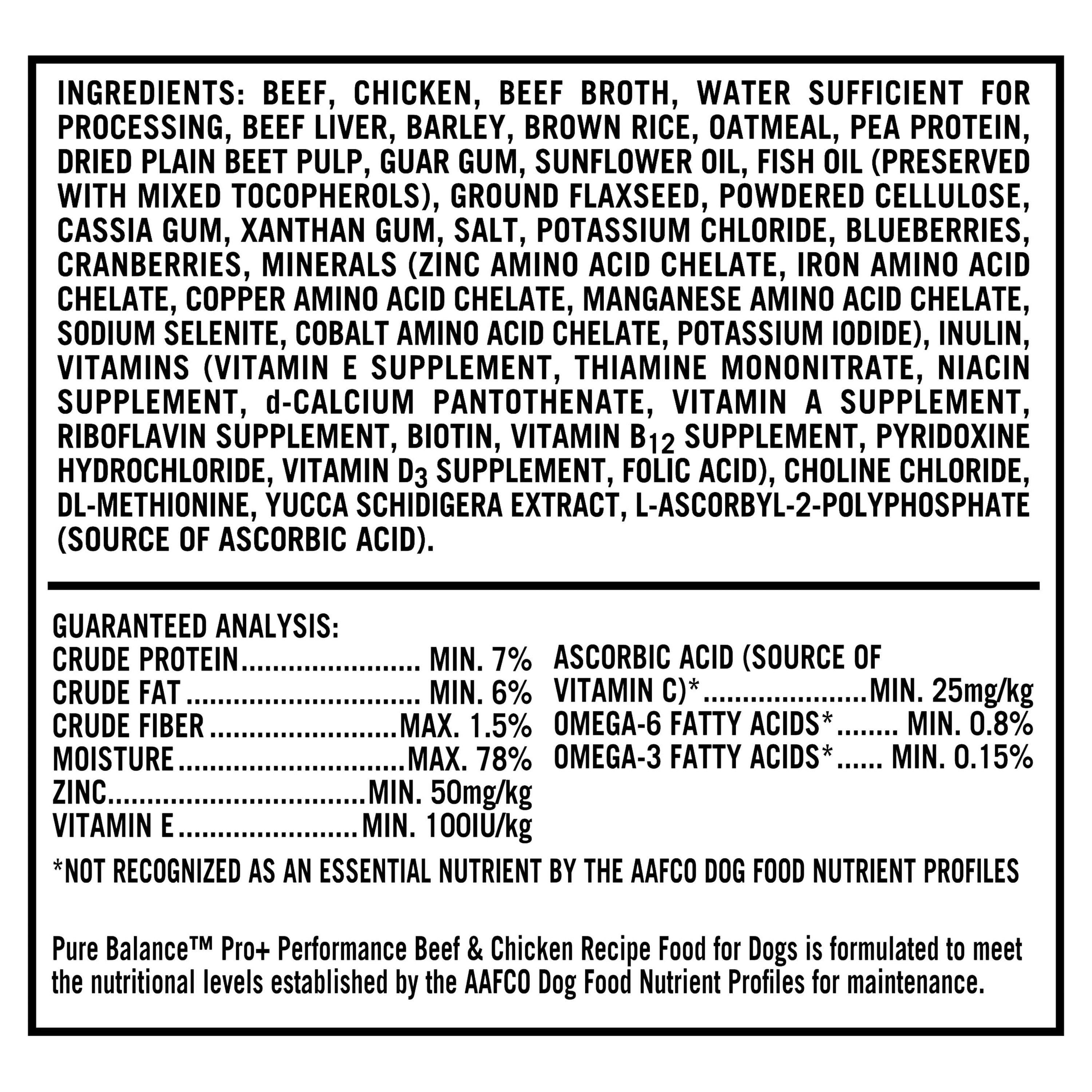 (2 pack) Pure Balance Pro+ Performance Beef & Chicken Recipe Wet Dog Food, 12.5 oz Cans (6 Pack)