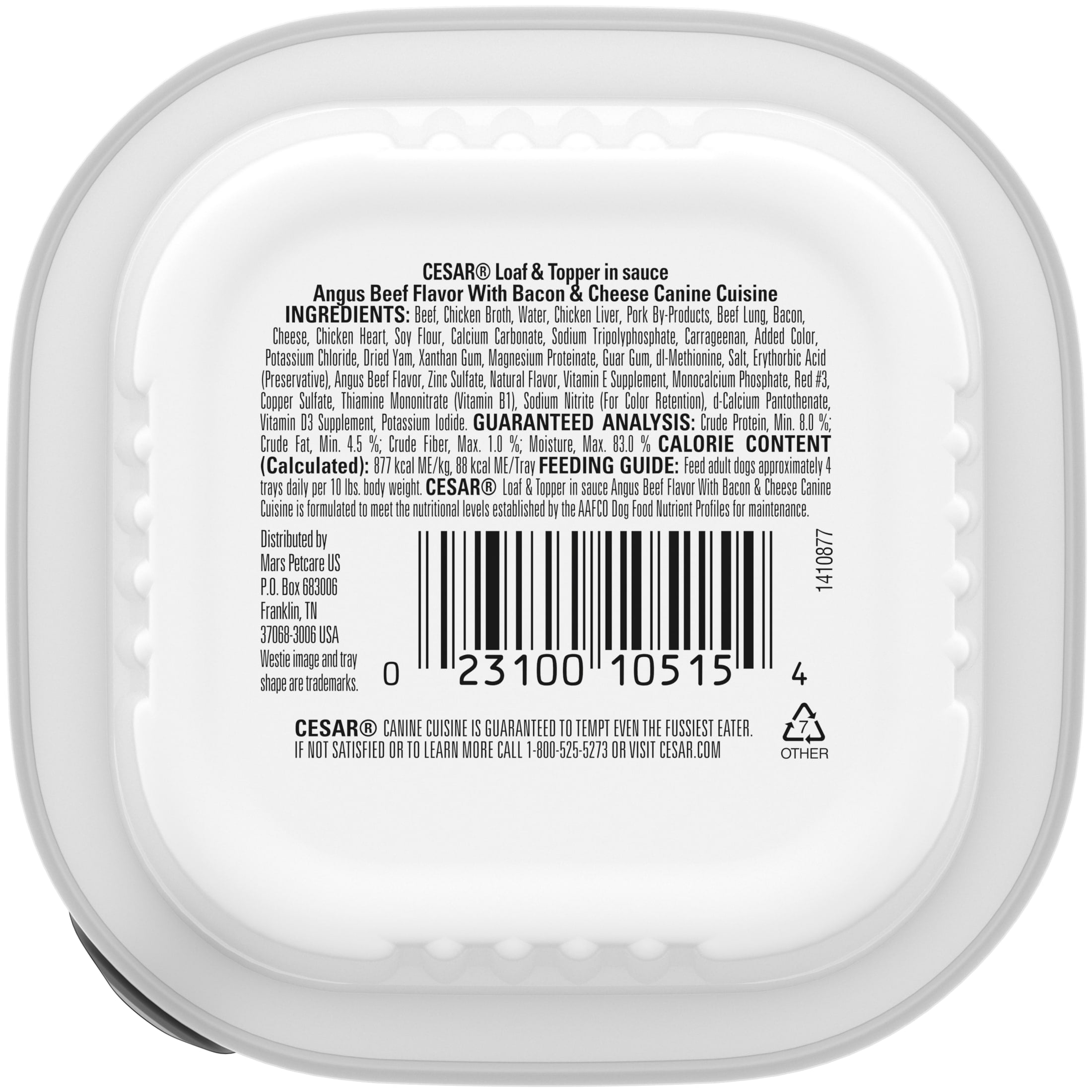 (4 pack) Cesar Loaf And Topper Angus Beef With Bacon And Cheese Wet Dog Food, 3.5 Oz Tray