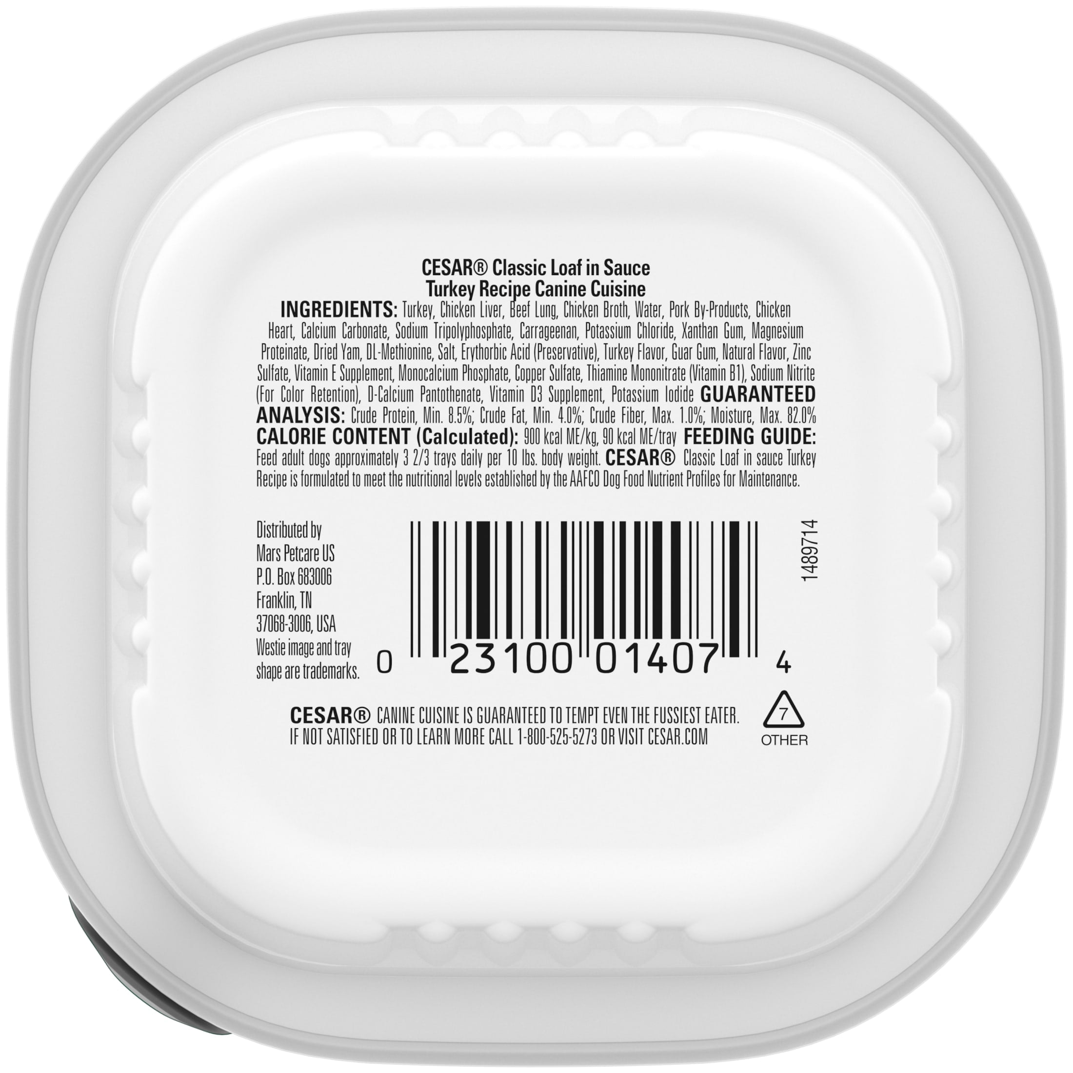 Cesar Classic Loaf In Sauce Turkey Recipe Wet Dog Food Adult, 3.5 Oz. Easy Peel Tray