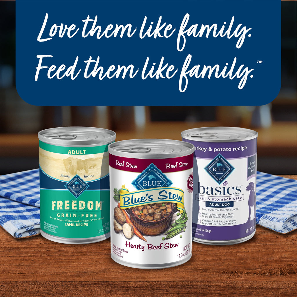 Blue Buffalo Blue's Stew Natural Wet Dog Food, Hearty Beef and Country Chicken Variety Pack, 12.5-oz. Cans (6 Count- 3 of Each Flavor)