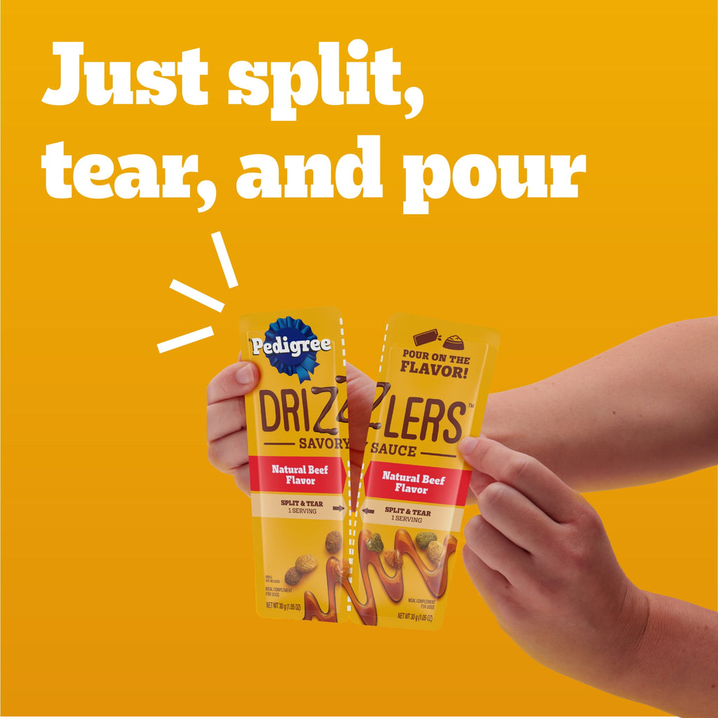 (4 pack) Pedigree Drizzlers Savory Sauce Multipack Wet Dog, 2.1 Oz Twin Pouches, 16-Pack