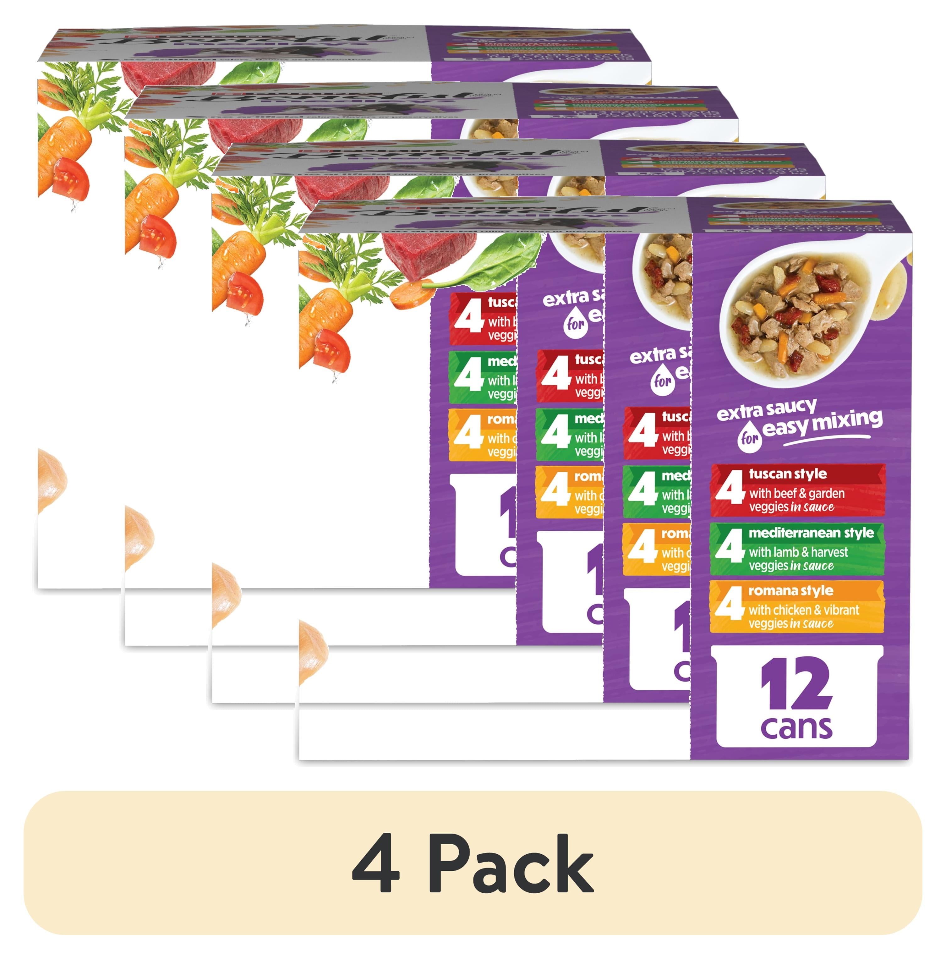 (4 pack) Purina Beneful Medleys Wet Dog Food Variety Pack with Tuscan, Romana, and Mediterranean Style Dog Food in Dog Gravy, 12 Pack