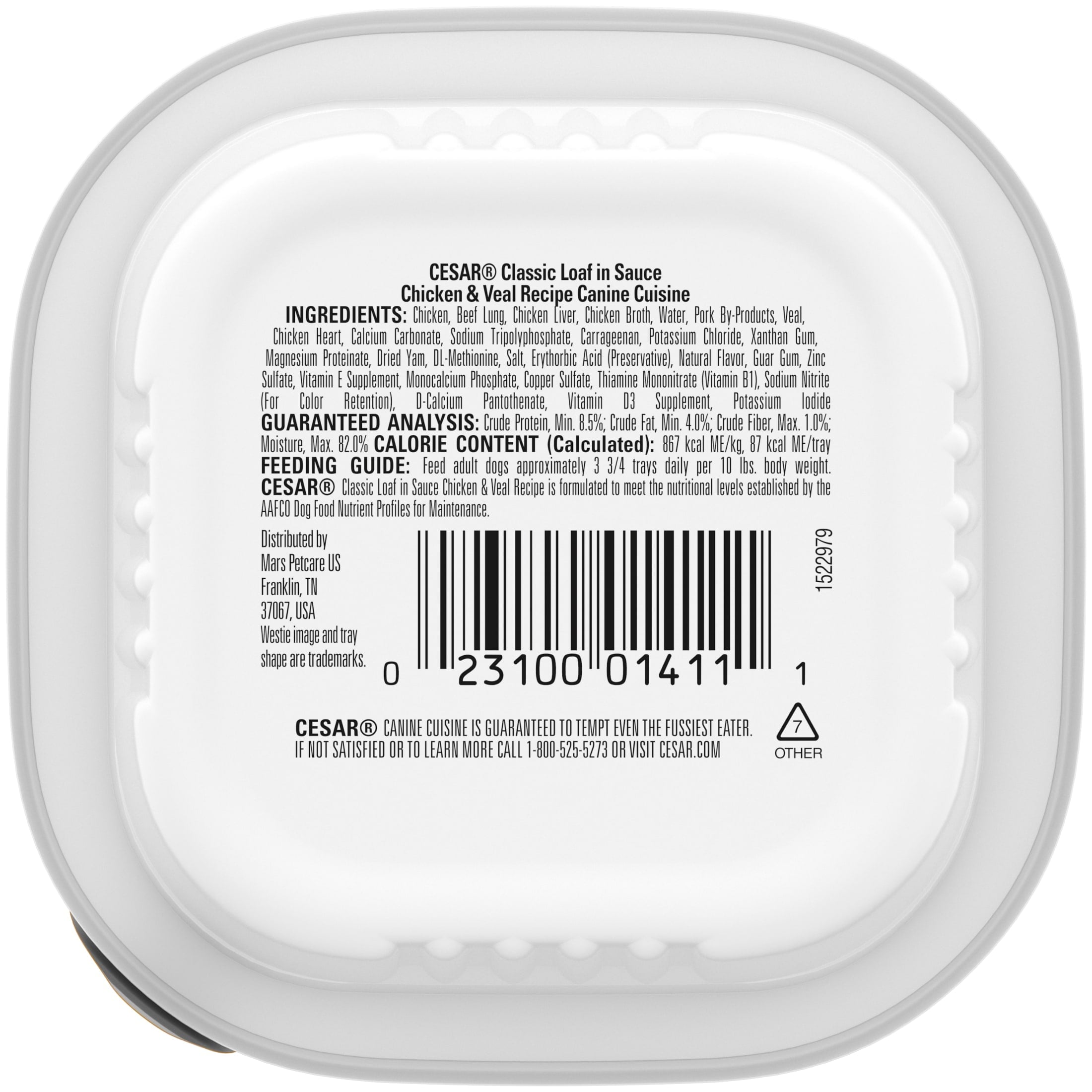 Cesar Classic Loaf In Sauce Chicken & Veal Wet Dog Food, (24) 3.5 Oz Easy Peel Trays