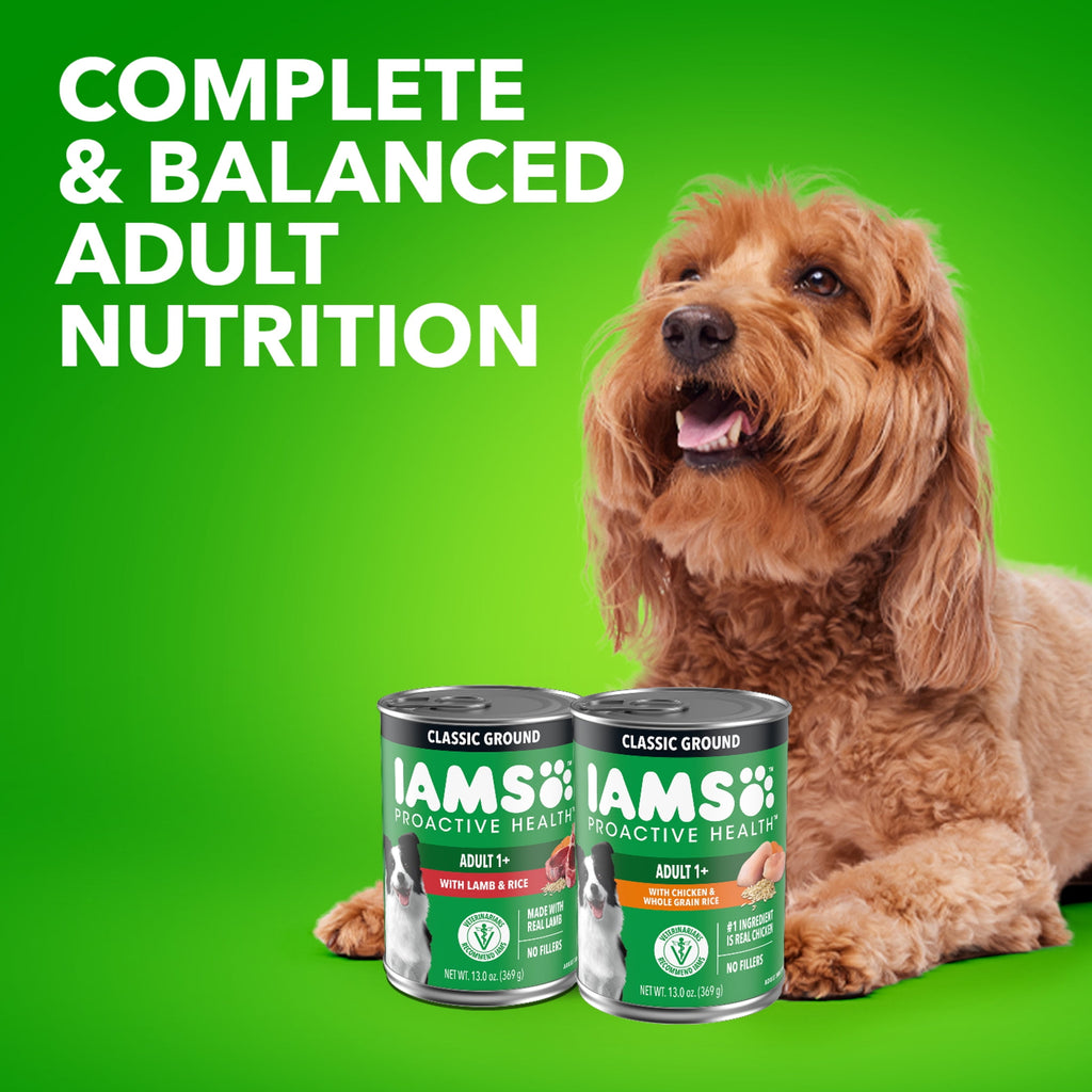 (3 pack) Iams Proactive Health Classic Ground Chicken Or Lamb Wet Dog Food, 13 Oz Cans (12 Pack Variety)