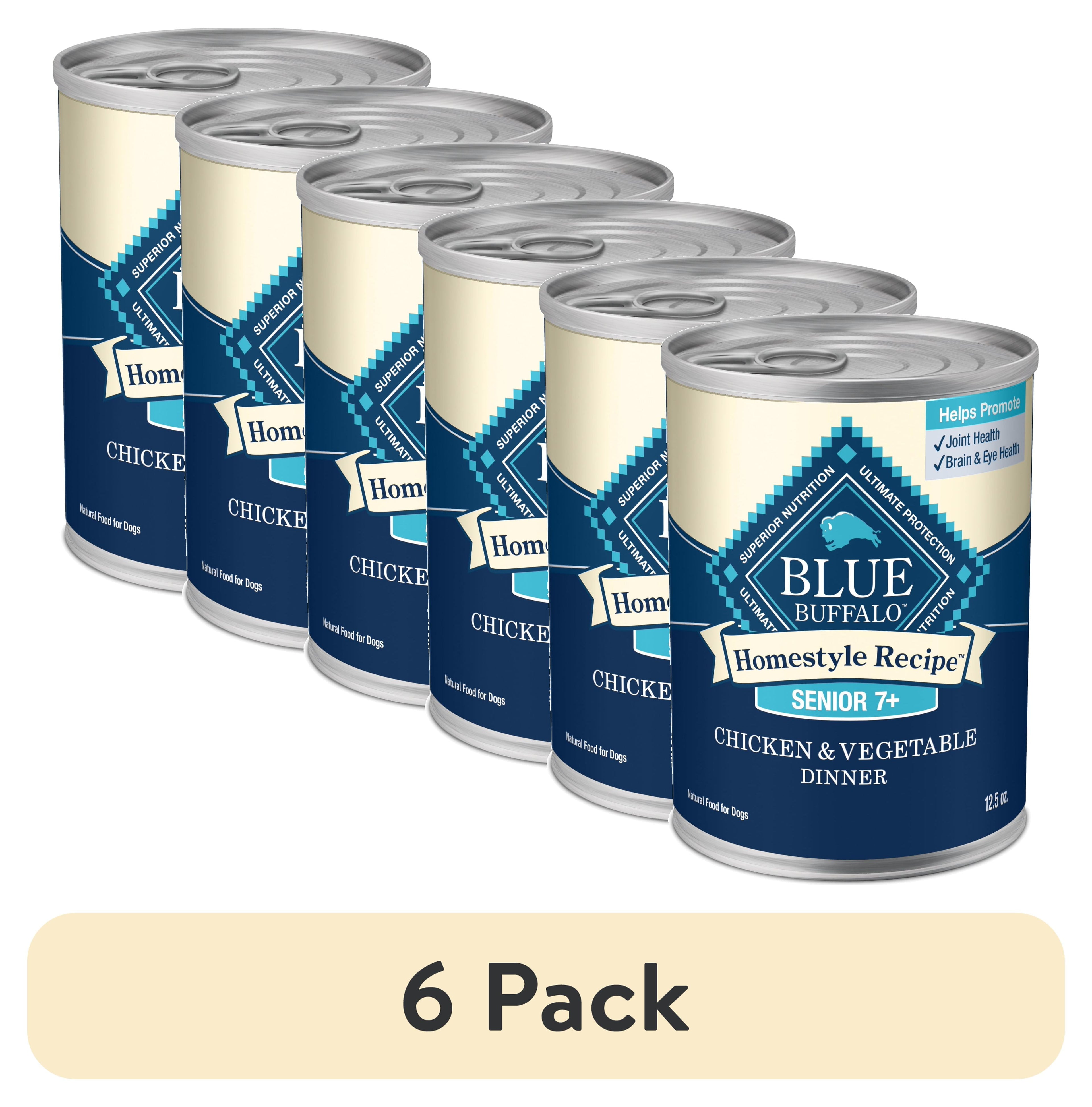 (6 pack) Blue Buffalo Homestyle Recipe Senior Wet Dog Food, Chicken Dinner, 12.5-oz. Can