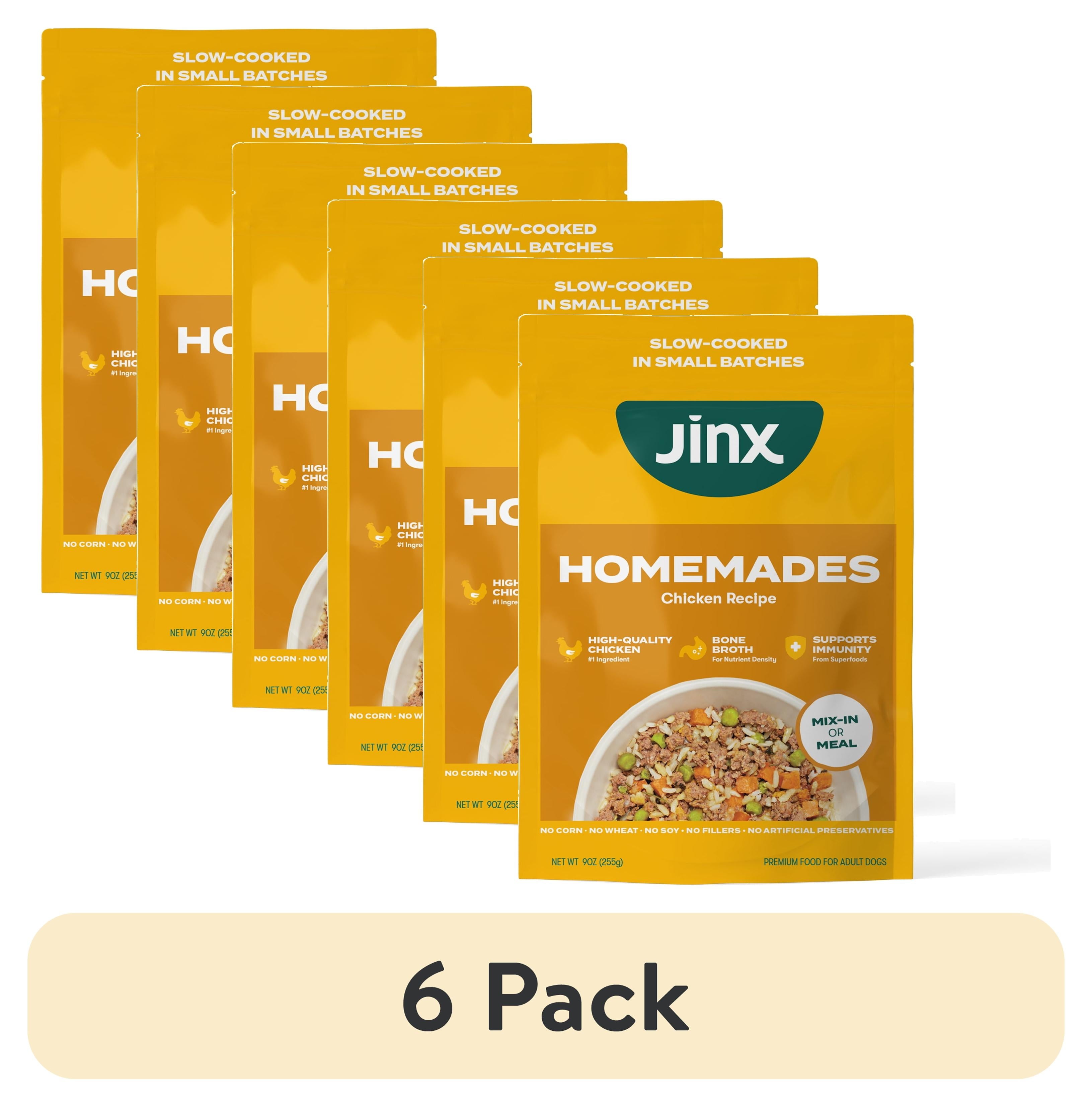 (6 pack) Jinx Homemades Chicken Recipe Wet Natural Dog Food, 9 oz. Pouch