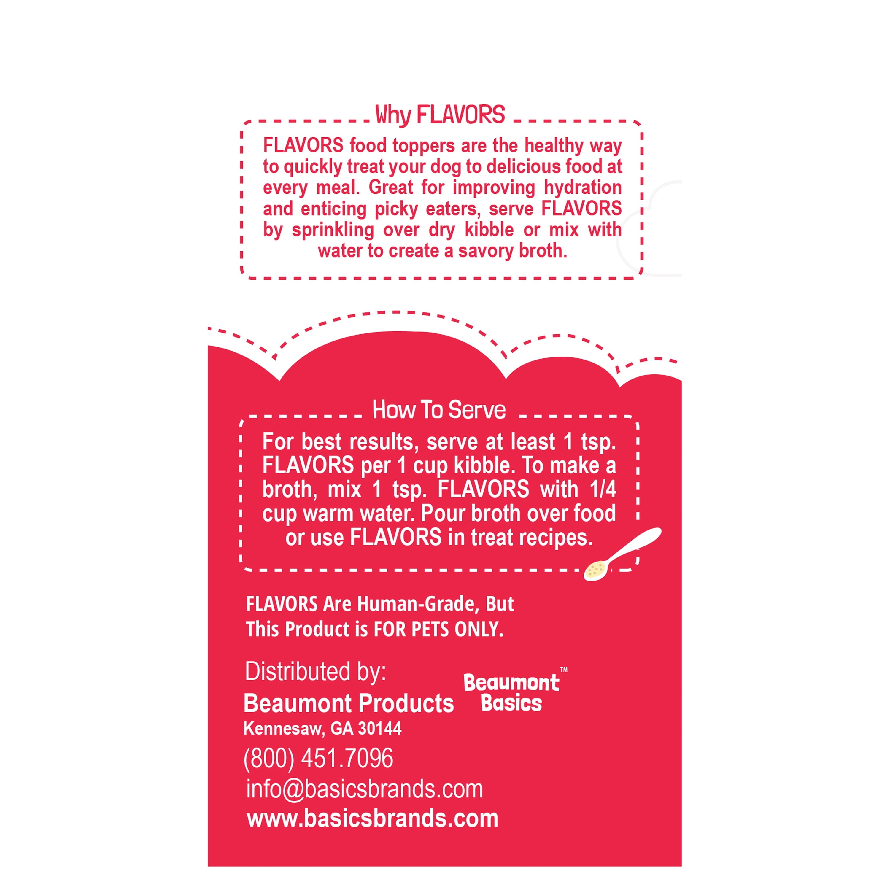 FLAVORS by Beaumont Basics Food Topper for Dogs, Red Meat Recipe, 6 oz