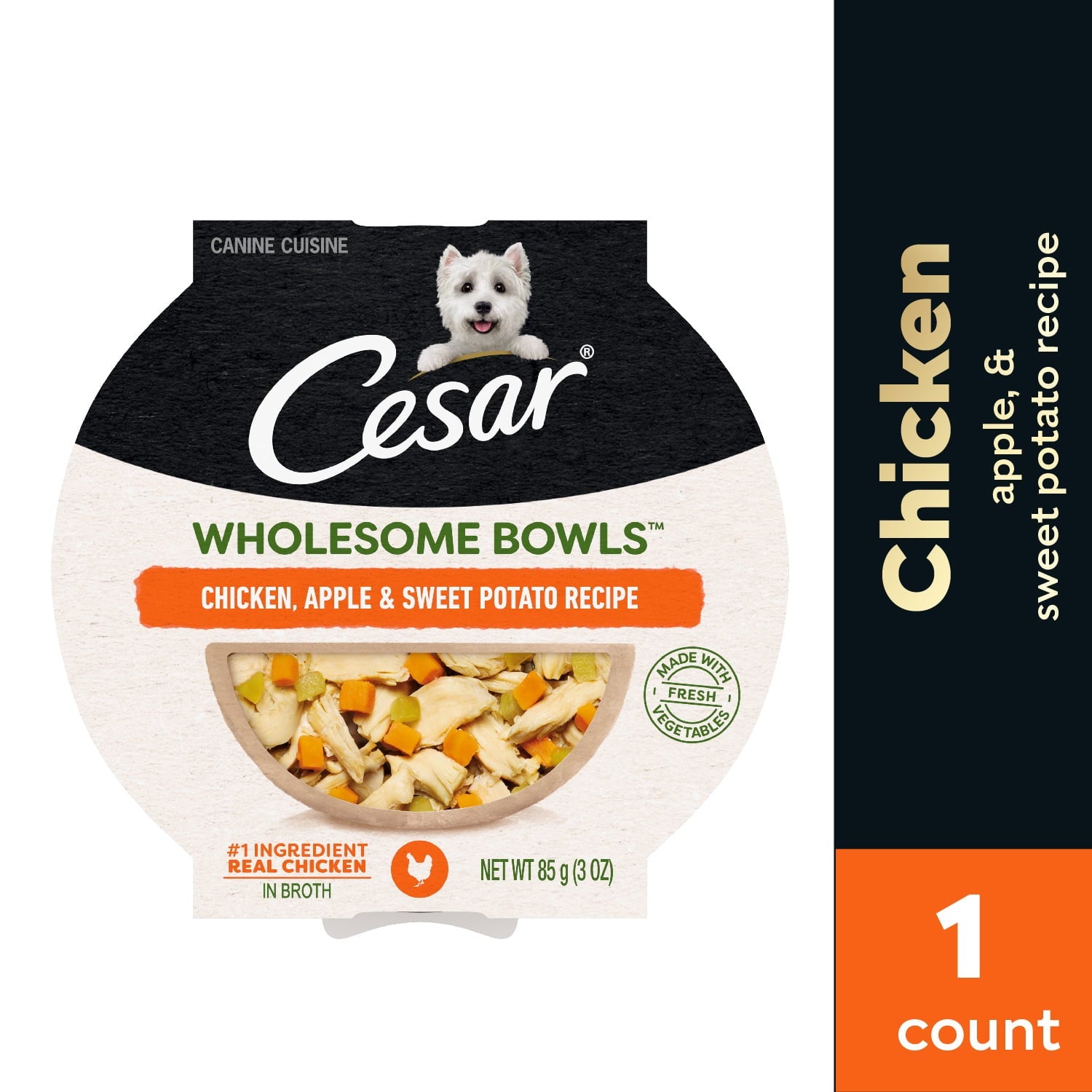 Cesar Wholesome Bowls Chicken, Apple & Sweet Potato Wet Dog Food Adult, 3 Oz