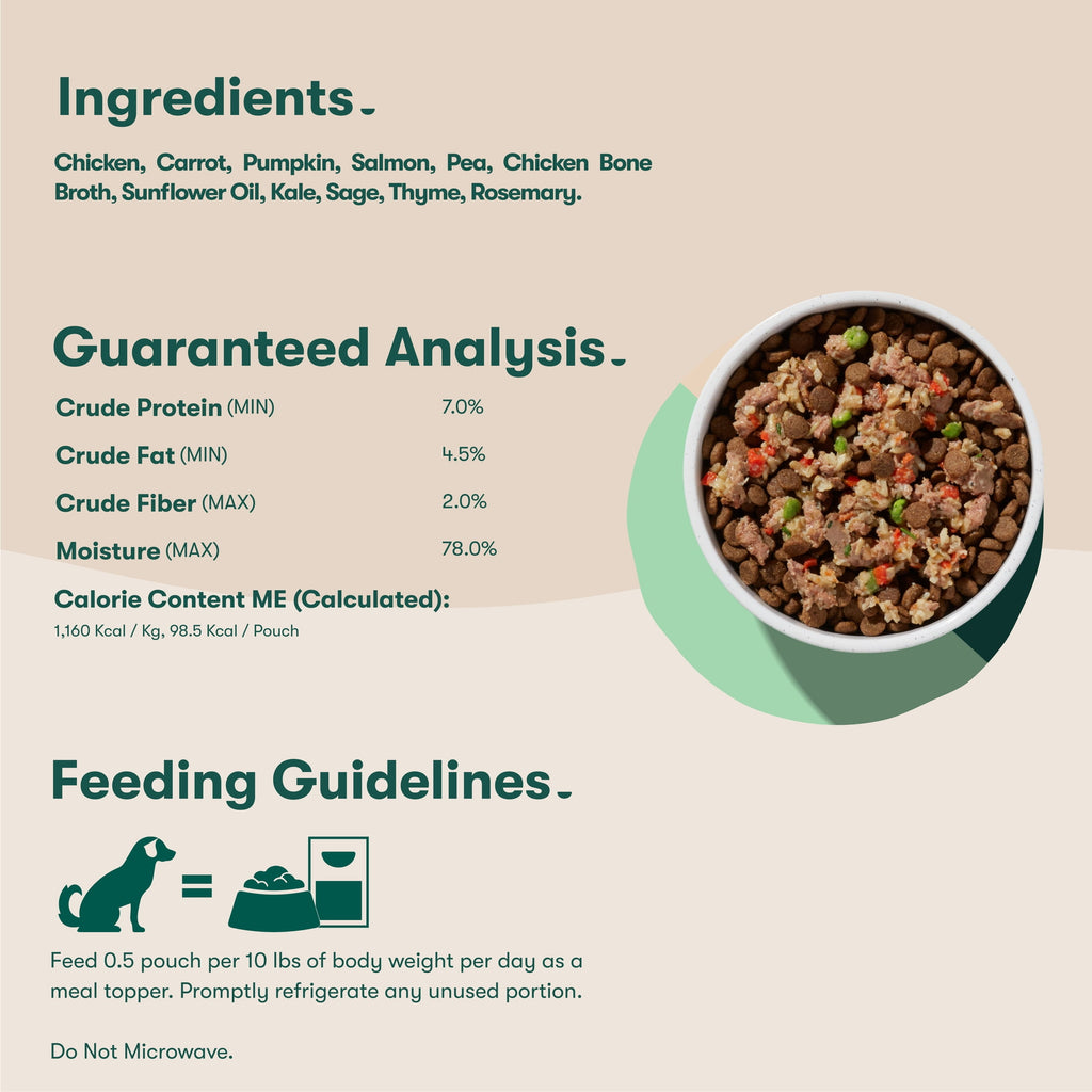 (12 pack) Jinx Homemades Chicken & Salmon Topper,3oz.Pouch