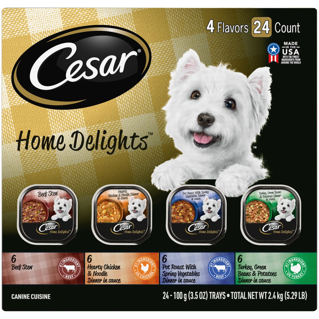 Cesar Home Delights Wet Dog Food Variety Pack, 3.5 oz Trays (24 Pack)