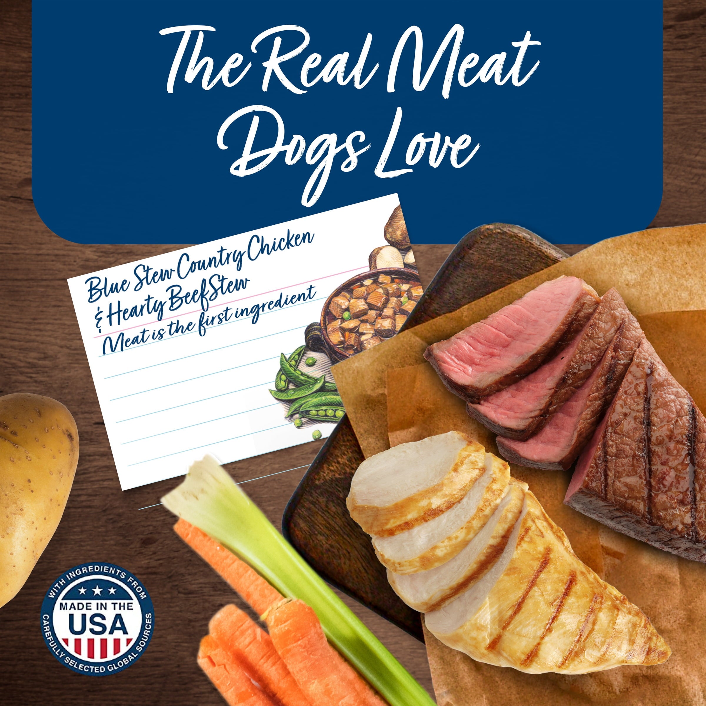 Blue Buffalo Blue's Stew Natural Wet Dog Food, Hearty Beef and Country Chicken Variety Pack, 12.5-oz. Cans (6 Count- 3 of Each Flavor)