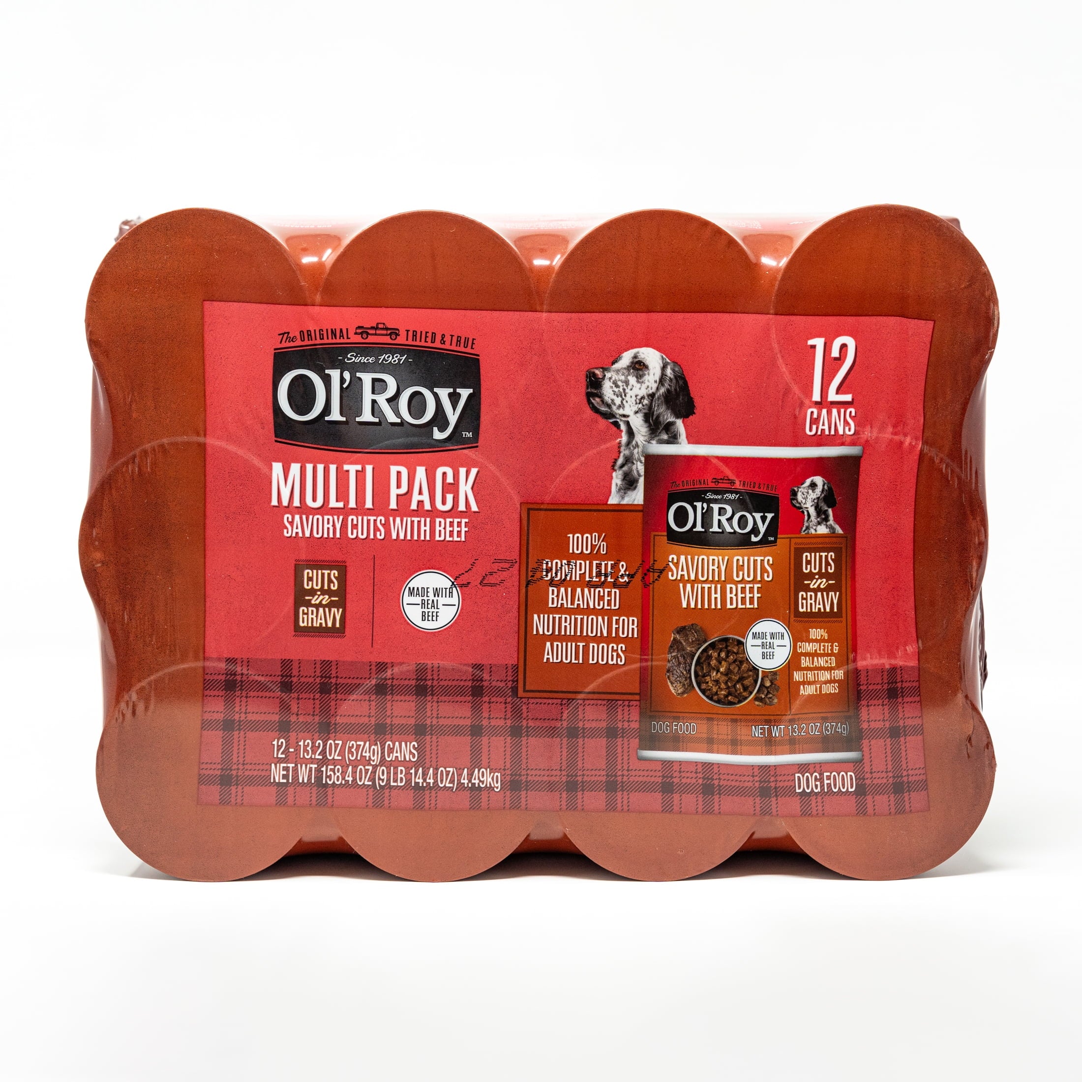 Ol' Roy Savory Cuts with Beef in Gravy Wet Dog Food, 13.2 oz Cans (12 Pack)