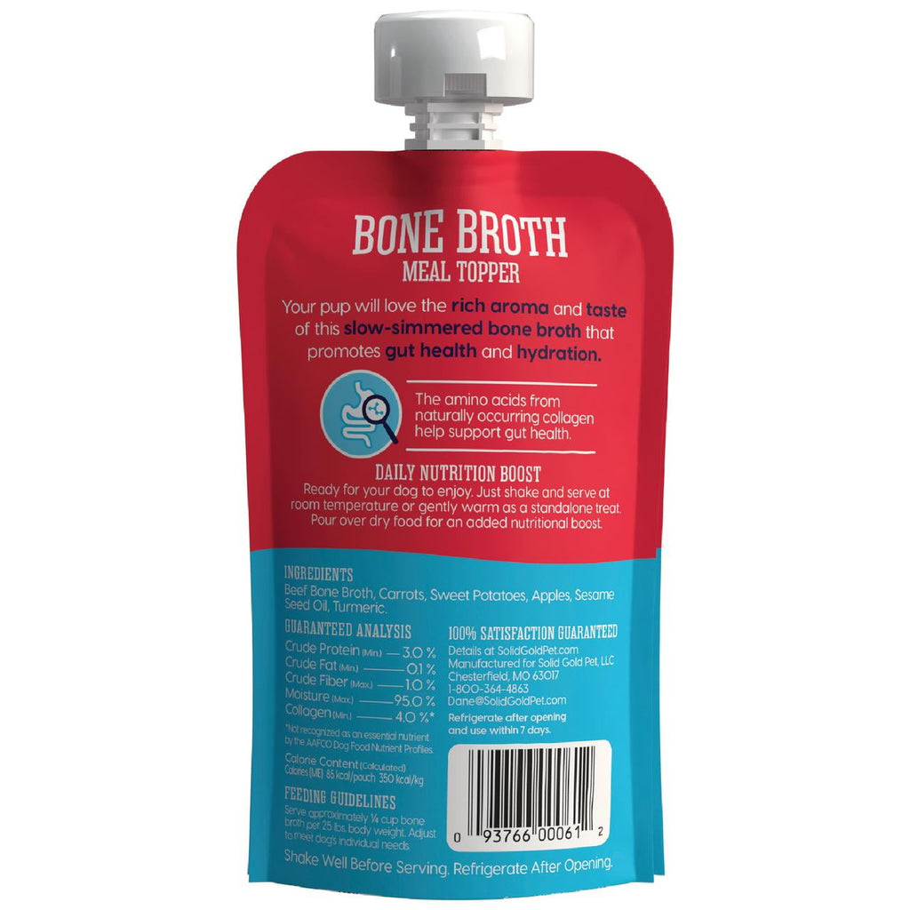 (2 pack) Solid Gold Bone Broth Meal Topper for Dogs, Grain-Free, Beef Flavor, 8 oz