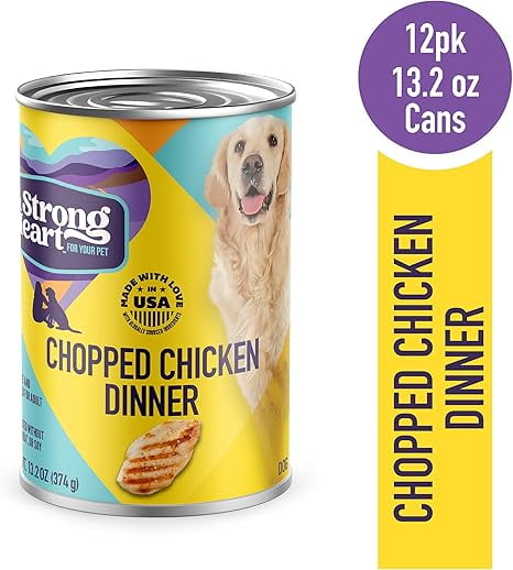 A Strong Heart Wet Dog Food, Chopped Chicken Dinner - 13.2 oz Cans (Pack of 12), Made in The USA with Real Chicken