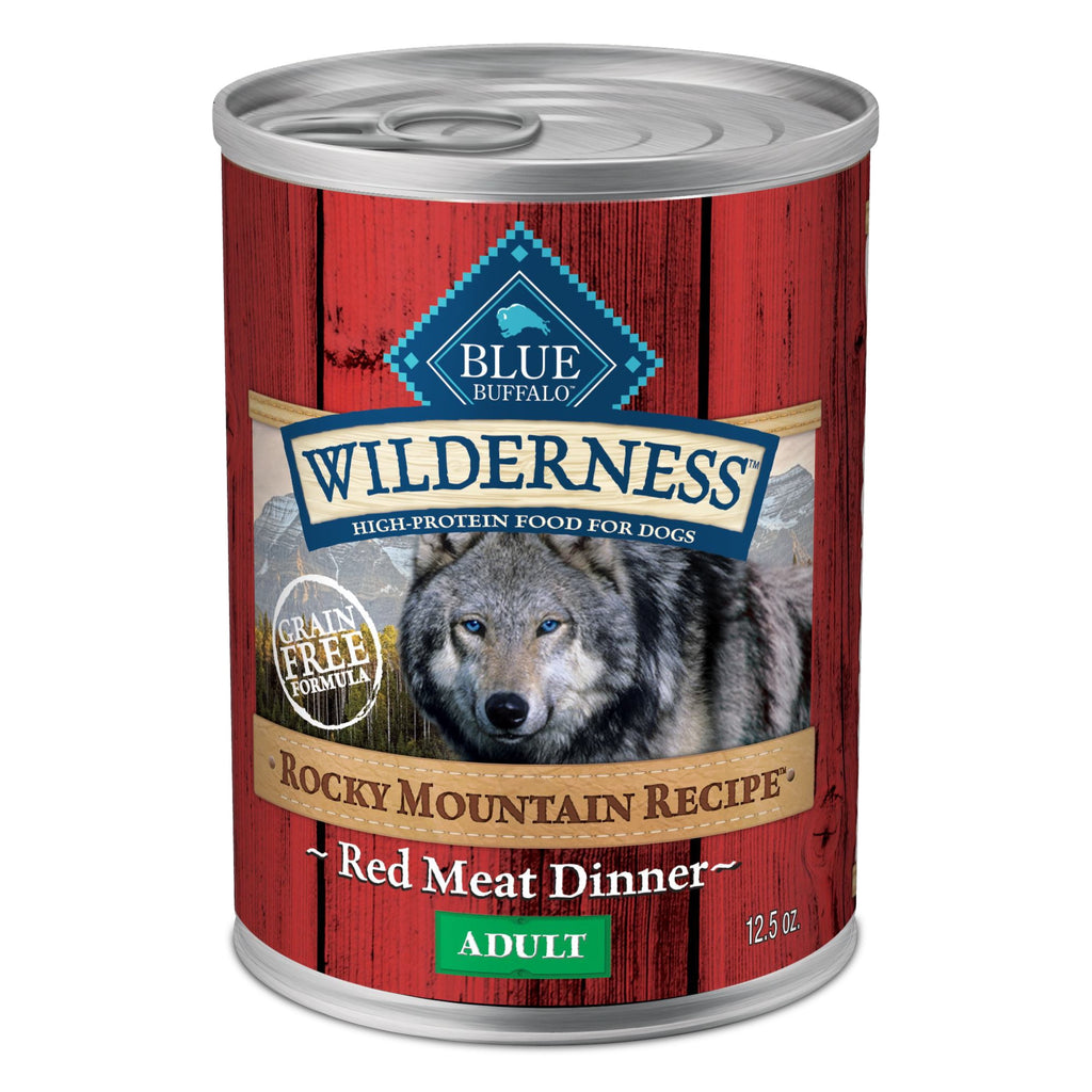 Blue Buffalo Wilderness Rocky Mountain Recipe High Protein Red Meat Wet Dog Food for Adult Dogs, Grain-Free, 12.5 oz. Can