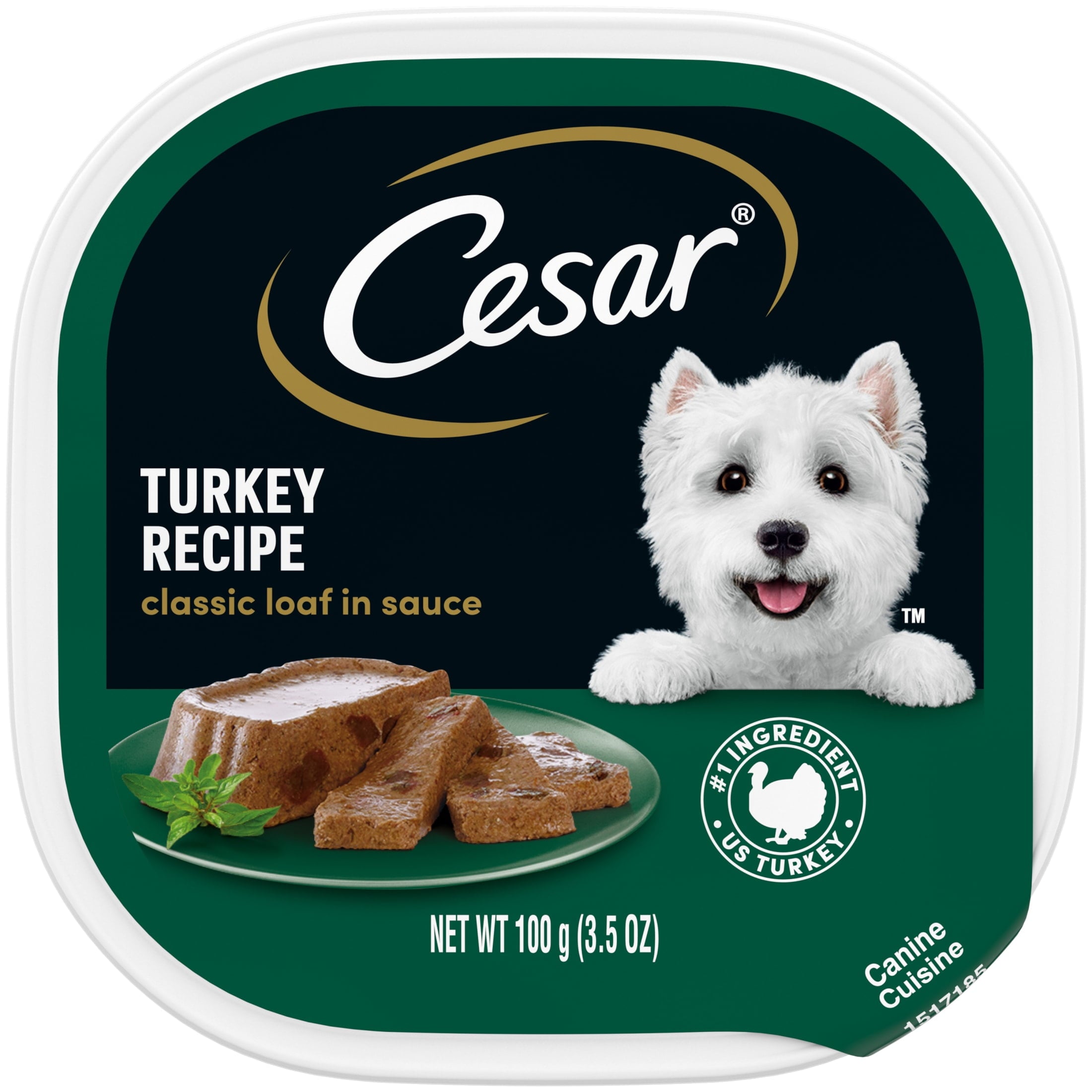 Cesar Classic Loaf In Sauce Turkey Recipe Wet Dog Food Adult, 3.5 Oz. Easy Peel Tray