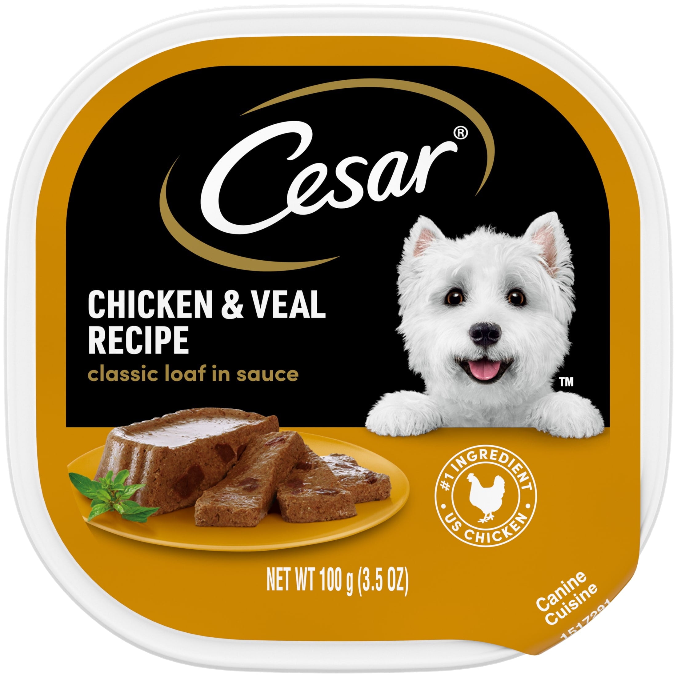 Cesar Classic Loaf In Sauce Chicken & Veal Wet Dog Food, (24) 3.5 Oz Easy Peel Trays