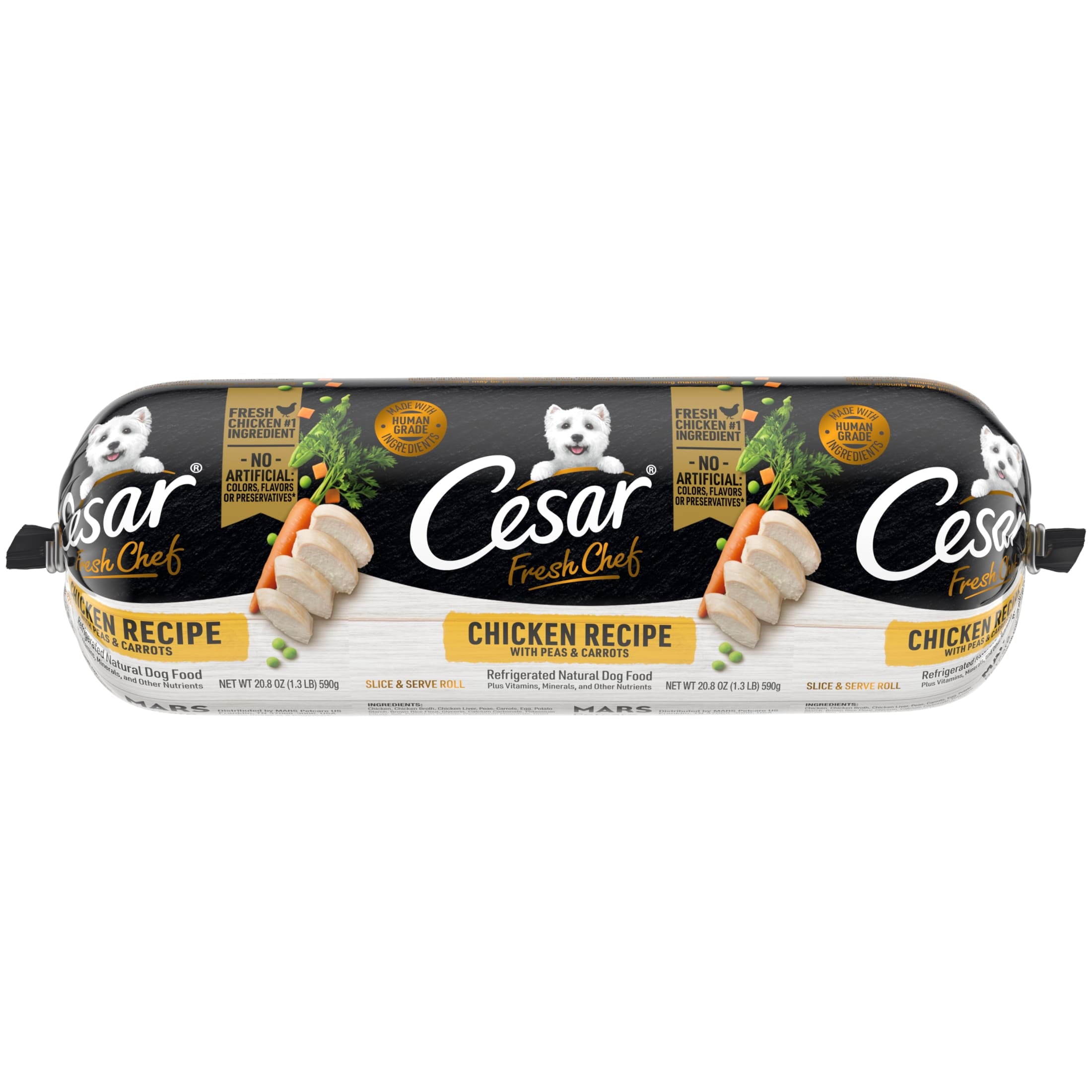 Cesar Fresh Chef Chicken With Peas And Carrots Refrigerated Dog Food Adult, 1.3 Lb. Roll