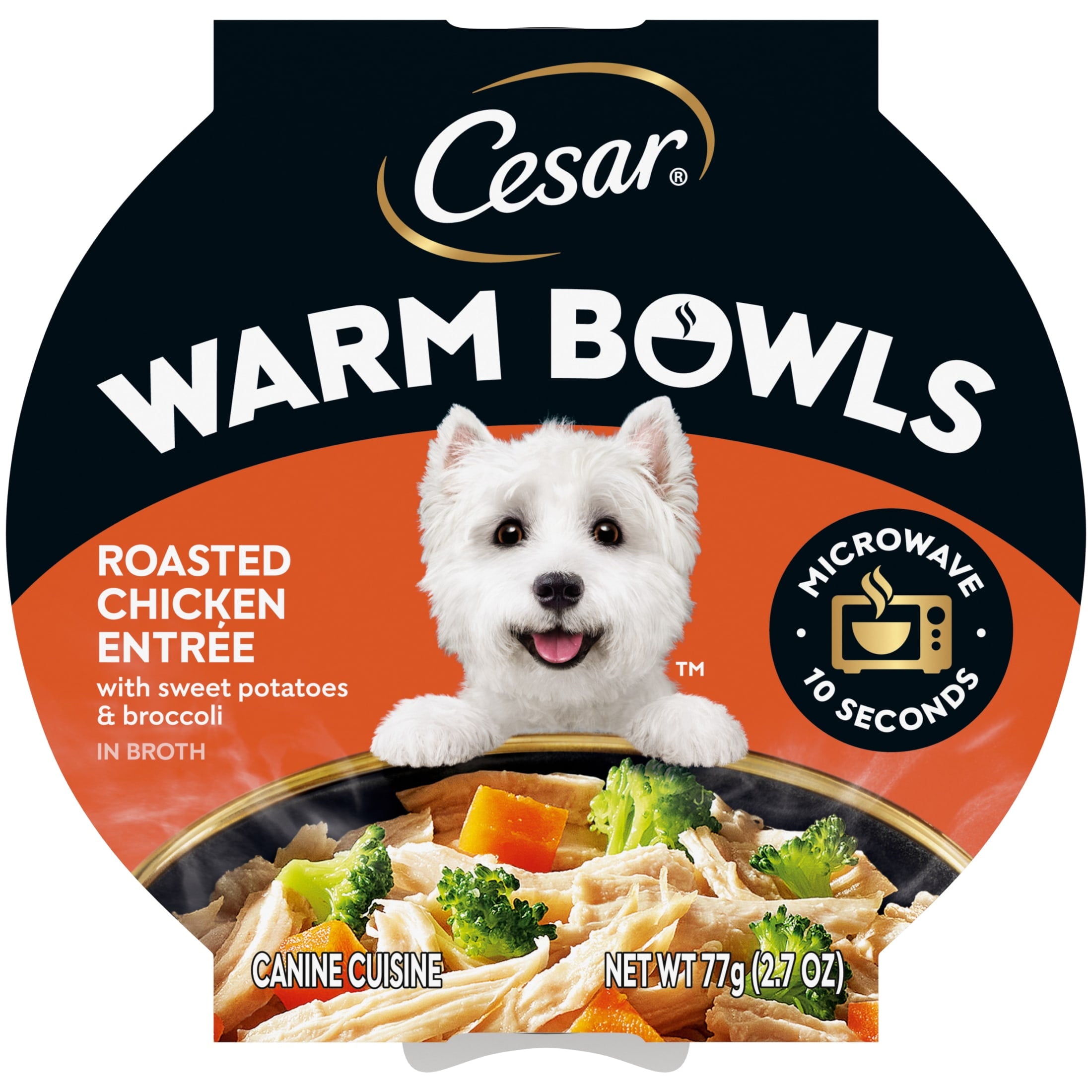 Cesar Warm Bowls Wet Dog Food Roasted Chicken Entrée, 2.7 Oz. Trays, 10-Pack