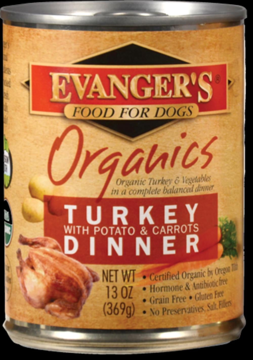 Evangers 100% Organic Turkey with Potato And Carrots Canned Dog Food 13-oz, case of 12