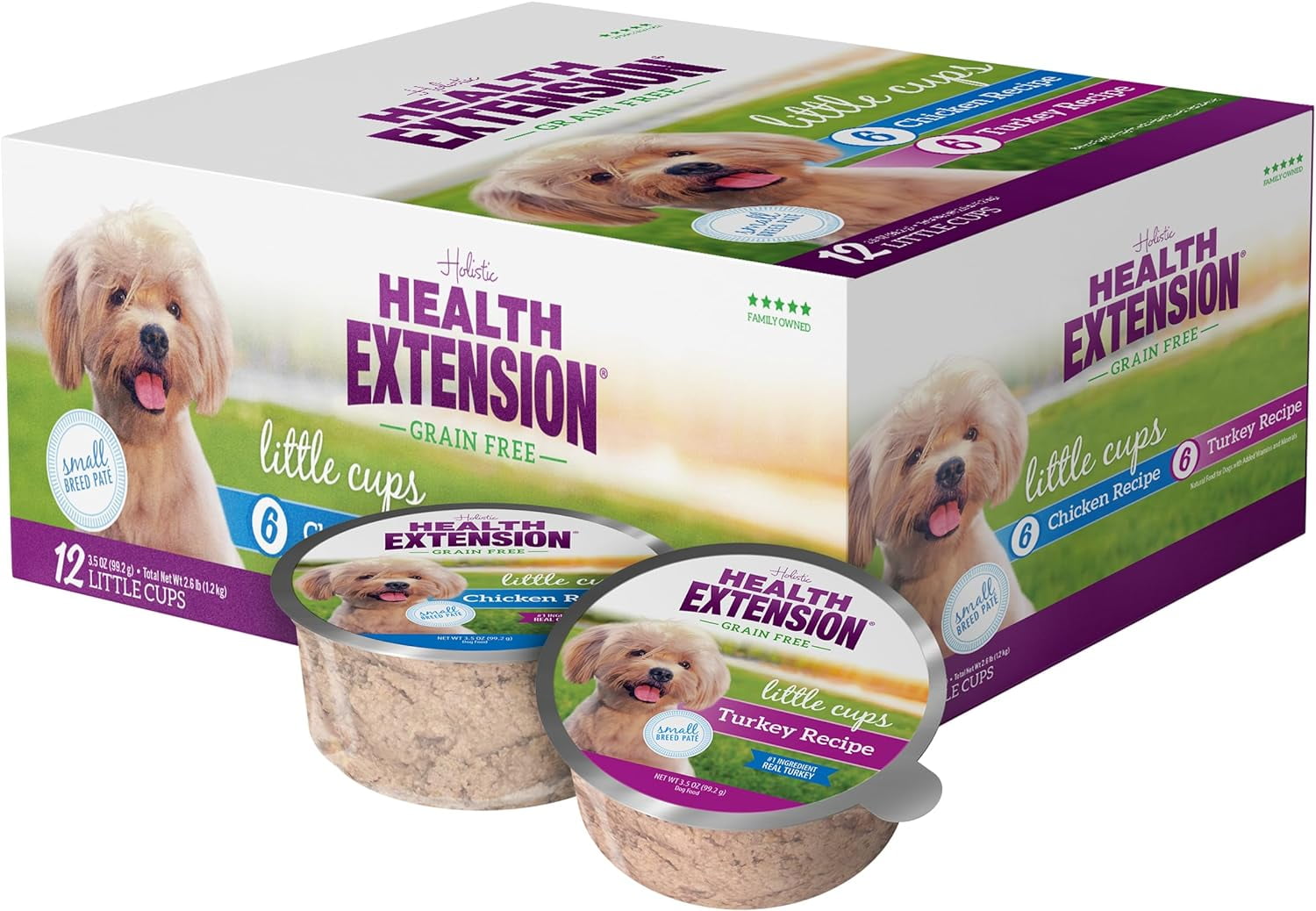 Health Extension Wet Dog Food Little Cups Small Breed Variety Box Chicken & Turkey Recipe (3.5 Oz) | All Life Stages | Added Vitamins & Minerals