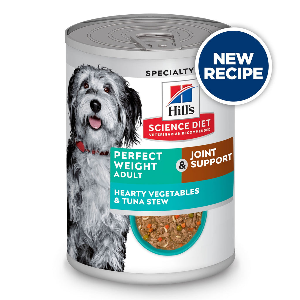 Hill's Science Diet Perfect Weight & Joint Support Hearty Vegetables & Tuna Wet Dog Food, 12.5oz Can 12pk