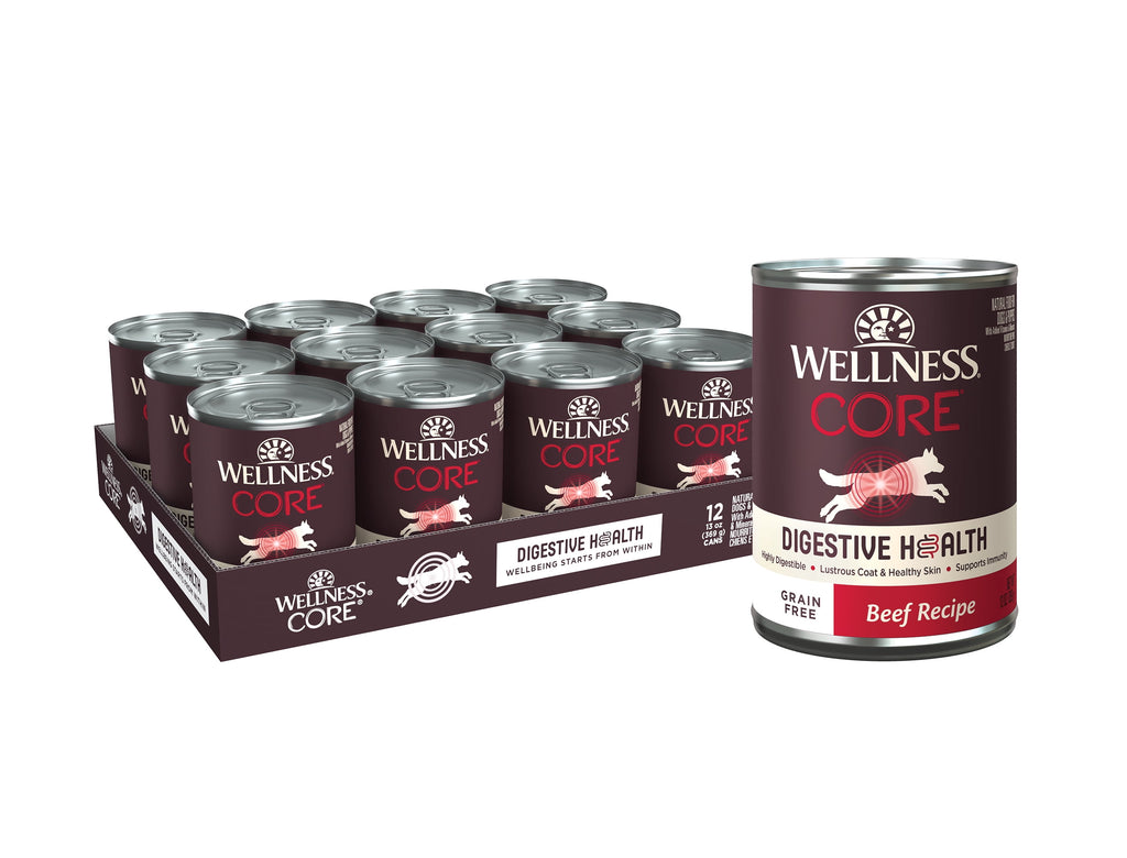 Wellness CORE Digestive Health Beef Grain Free Wet Dog Food, 13 Ounce Can (Pack of 12)