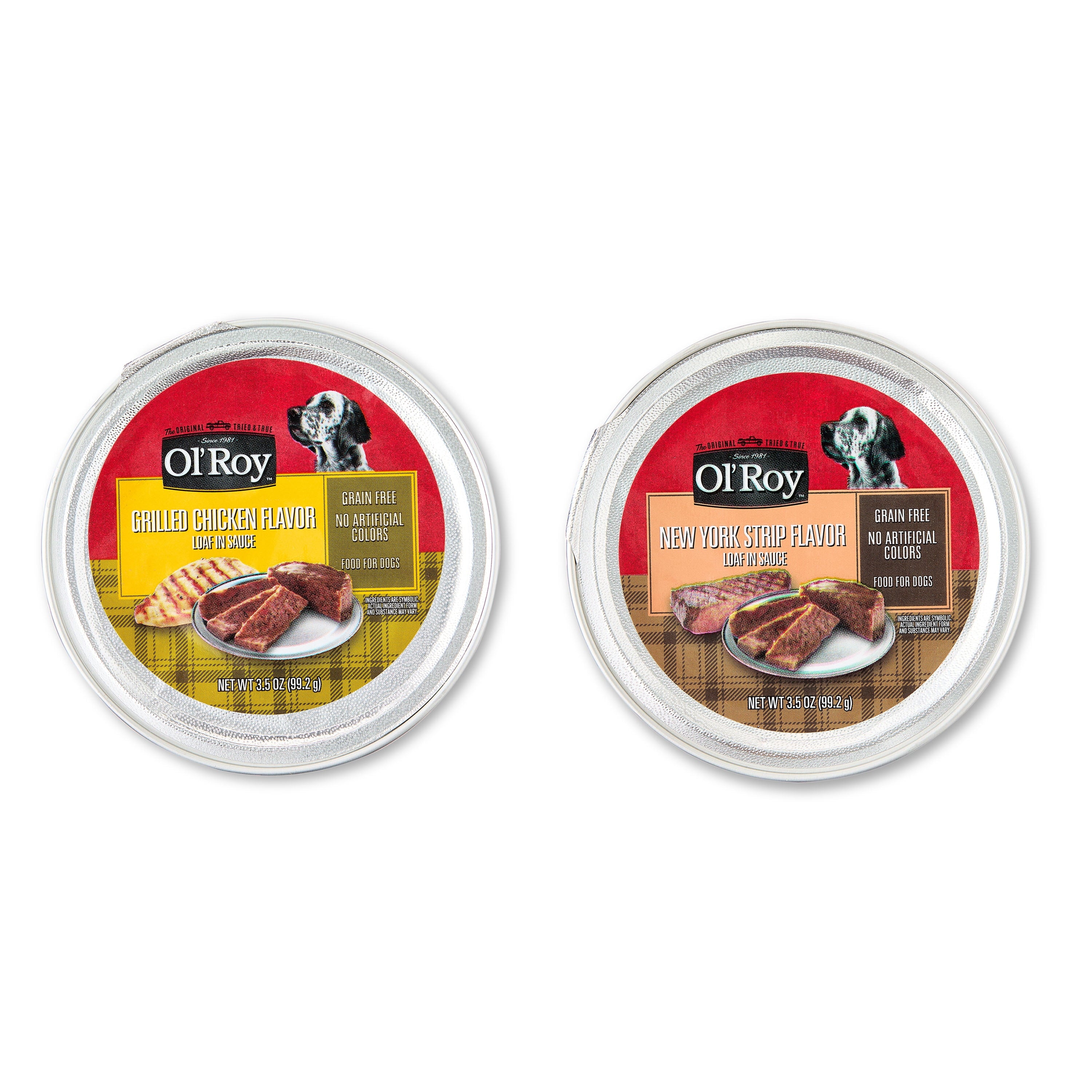 Ol' Roy Variety Pack Grain-Free Wet Dog Food, New York Strip & Grilled Chicken Flavor, 3.5 oz Cups, 12 Count