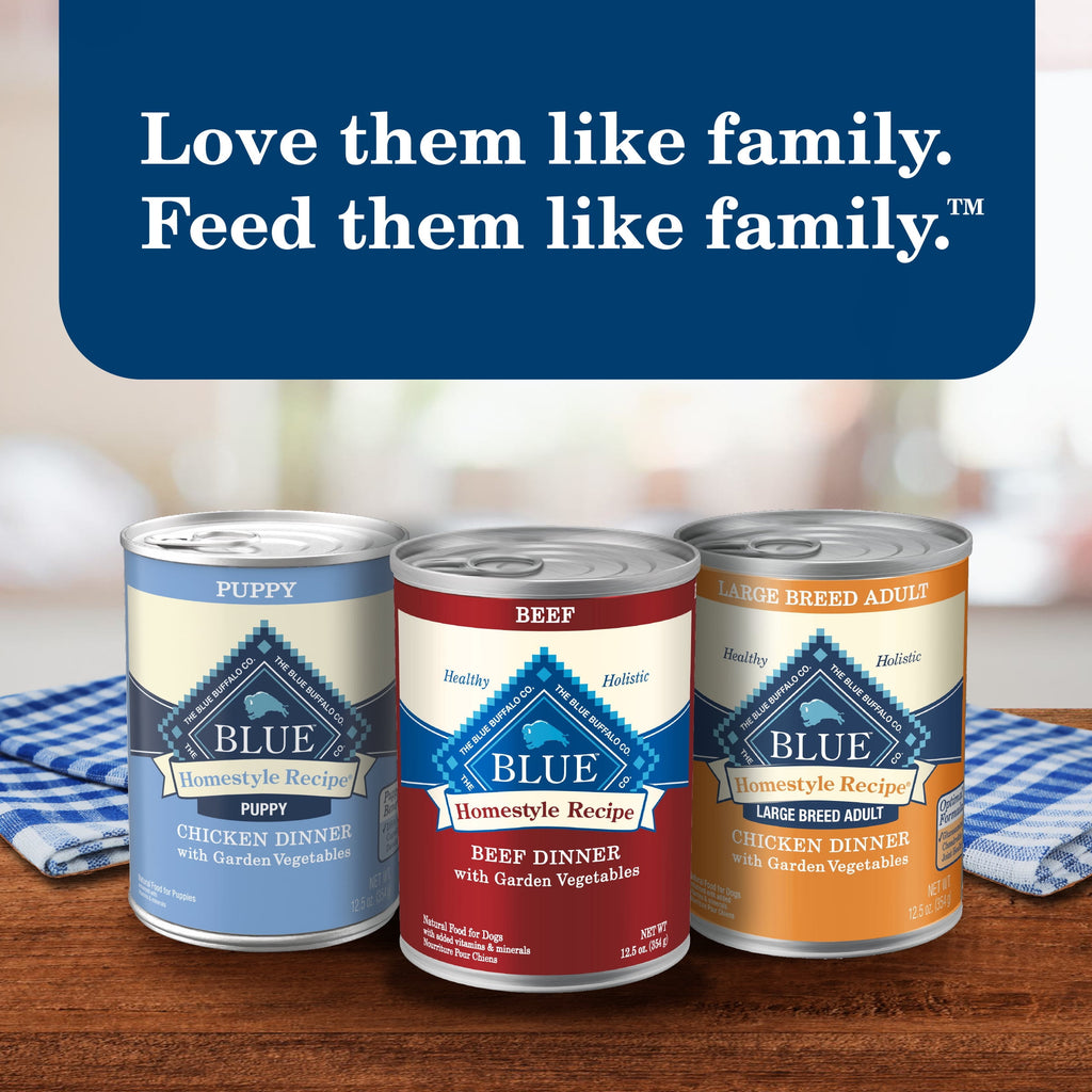Blue Buffalo Homestyle Recipe Adult Wet Dog Food, Chicken and Beef, 12.5-oz. Can (6 Count)