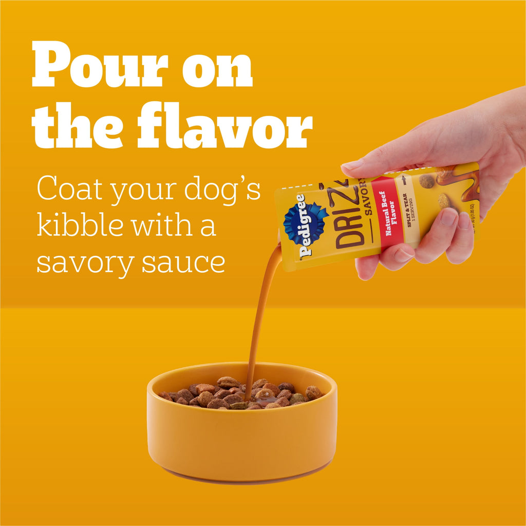 (4 pack) Pedigree Drizzlers Savory Sauce Multipack Wet Dog, 2.1 Oz Twin Pouches, 16-Pack