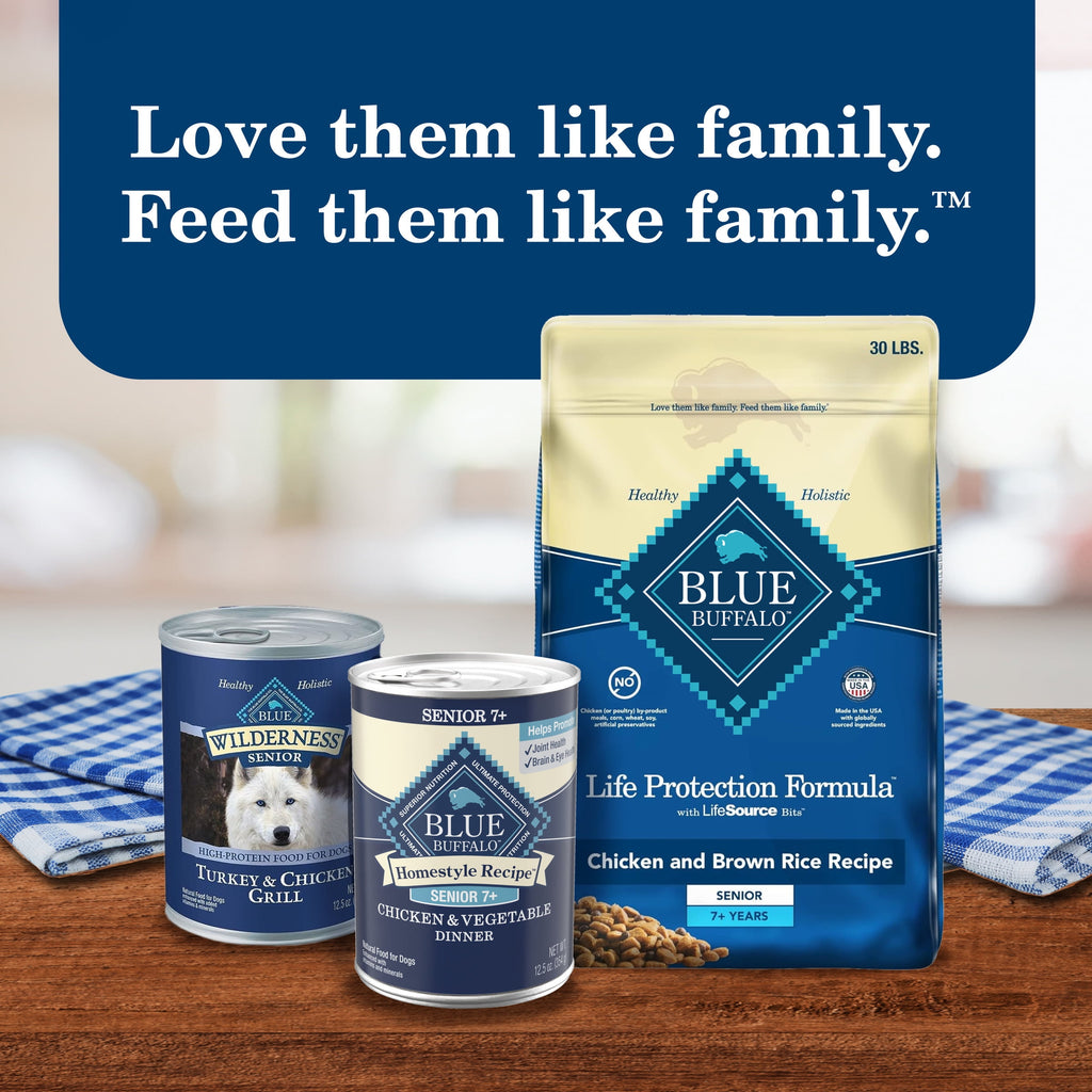 (6 pack) Blue Buffalo Homestyle Recipe Senior Wet Dog Food, Chicken Dinner, 12.5-oz. Can