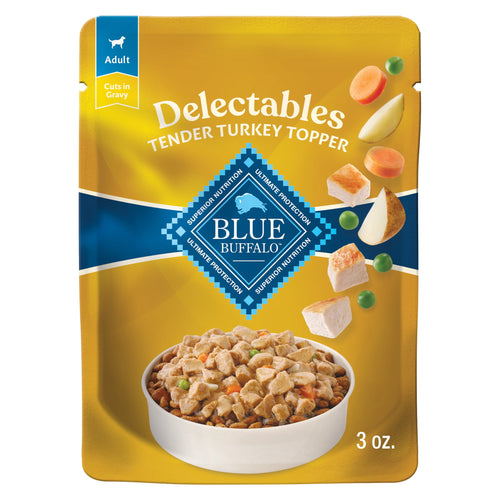 (12 pack) Blue Buffalo Delectables Natural Wet Dog Food Topper, Turkey Dinner 3oz