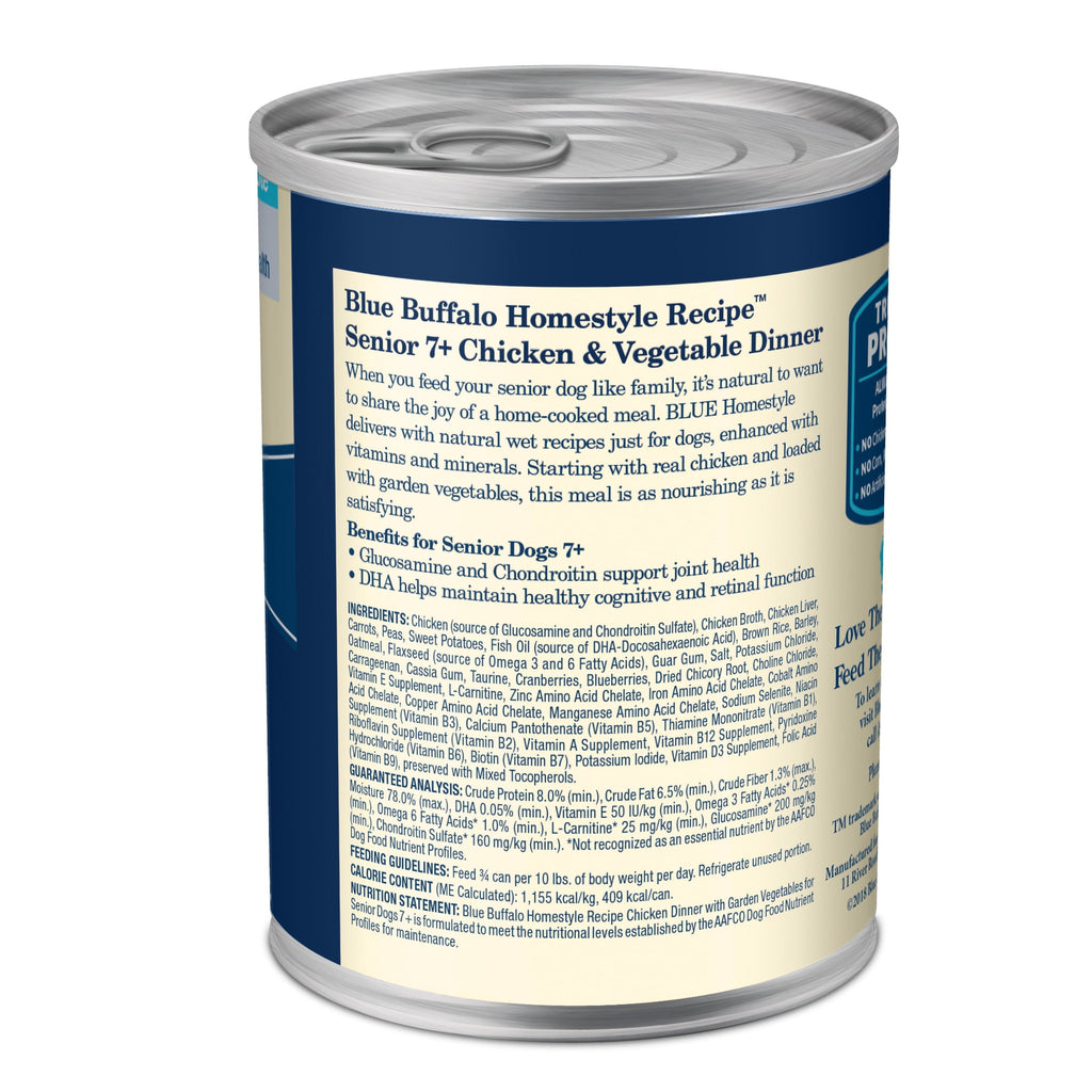 (6 pack) Blue Buffalo Homestyle Recipe Senior Wet Dog Food, Chicken Dinner, 12.5-oz. Can