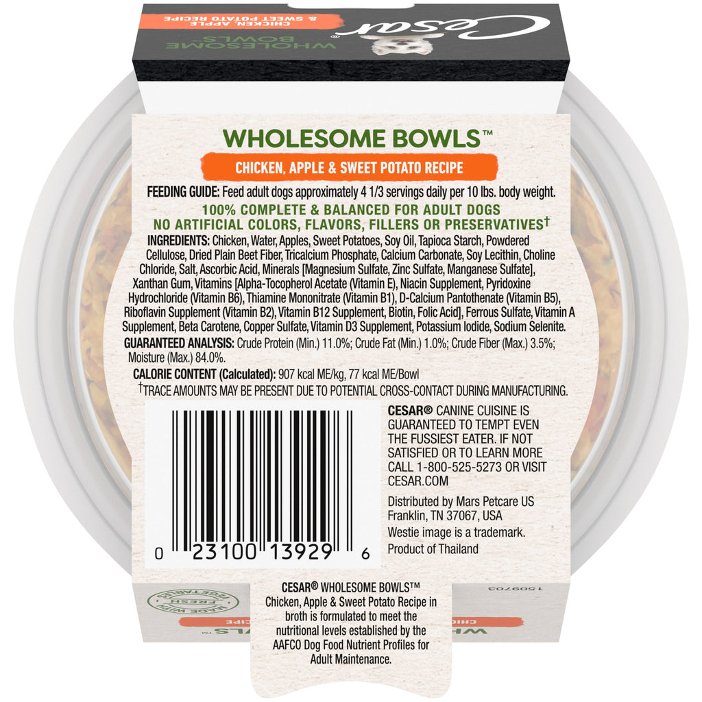 Cesar Wholesome Bowls Chicken, Apple & Sweet Potato Wet Dog Food Adult, 3 Oz