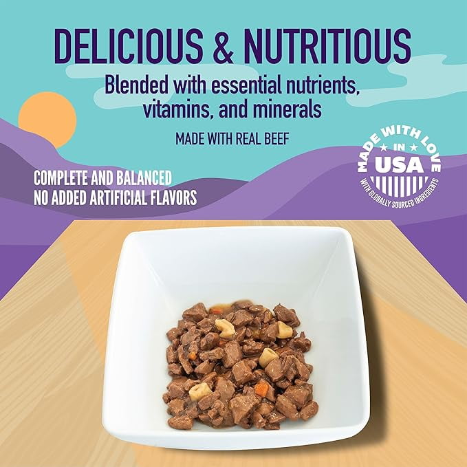 A Strong Heart Wet Dog Food Pouches, Beef & Vegetable Stew, 3.5 oz Pouches (Pack of 24), Made in The USA with Real Beef