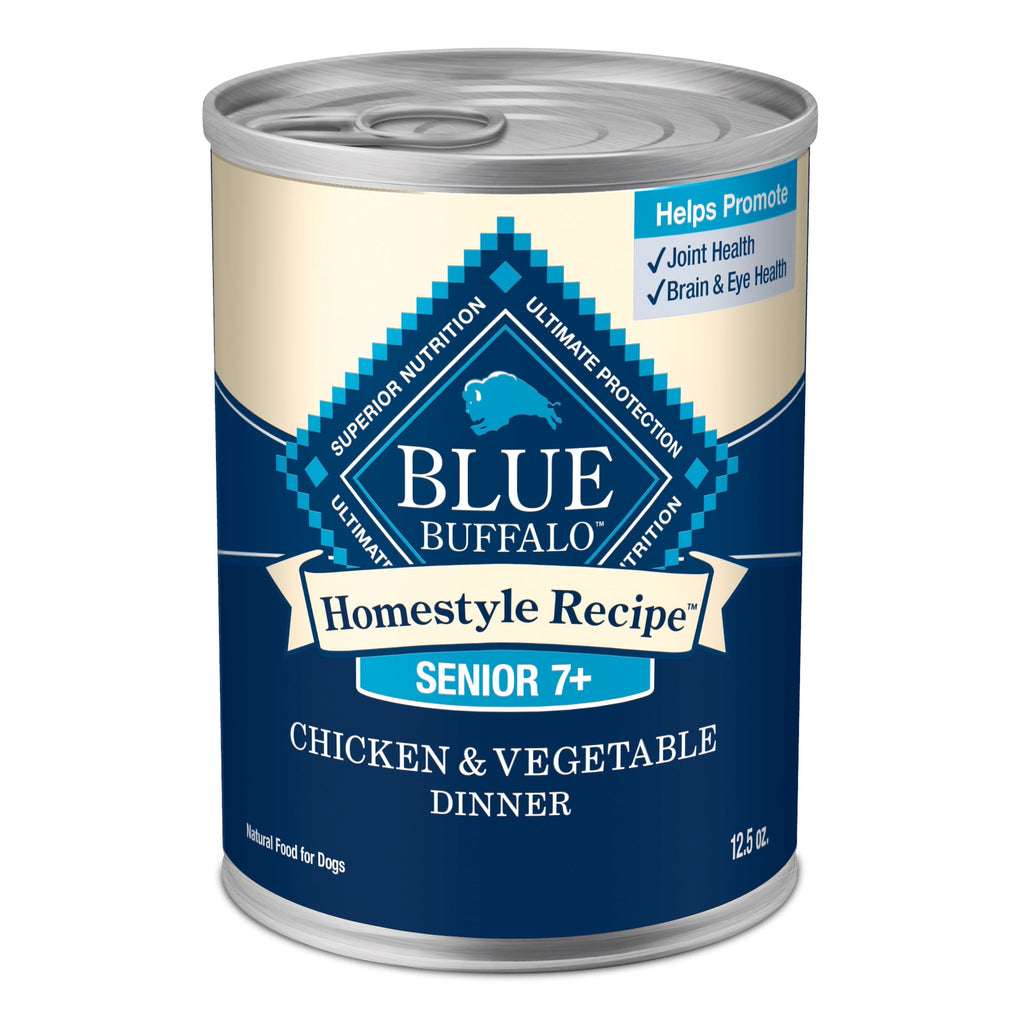(6 pack) Blue Buffalo Homestyle Recipe Senior Wet Dog Food, Chicken Dinner, 12.5-oz. Can
