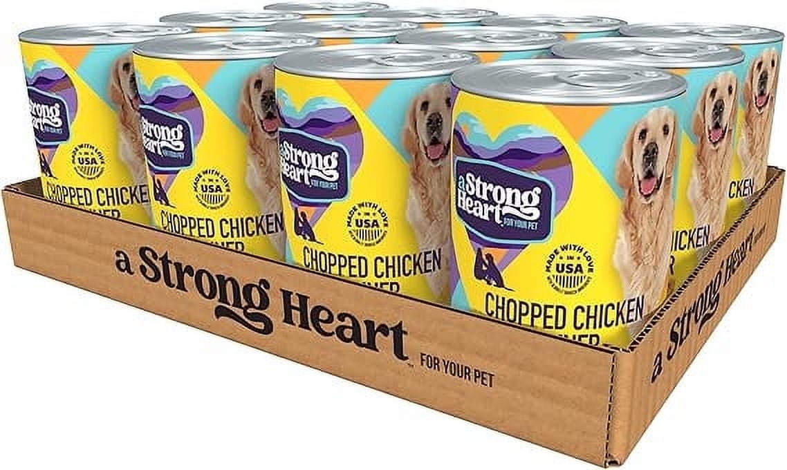 A Strong Heart Wet Dog Food, Chopped Chicken Dinner - 13.2 oz Cans (Pack of 12), Made in The USA with Real Chicken