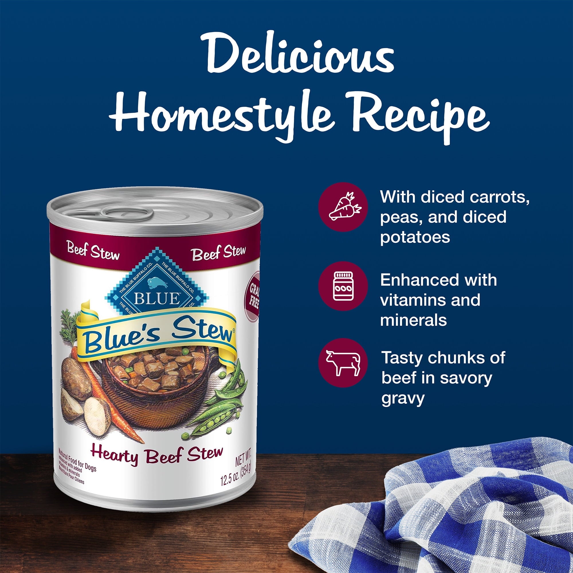 Blue Buffalo Blue's Stew Grain-Free Wet Dog Food, Hearty Beef Stew, 12.5-oz. Can